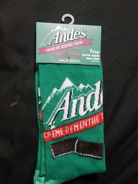 🤯3/$12 Andes Creme De Menthe Thins Green Crew Socks Unisex New